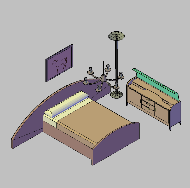Bloque Autocad Vista de Dormitorio 04 en 3D